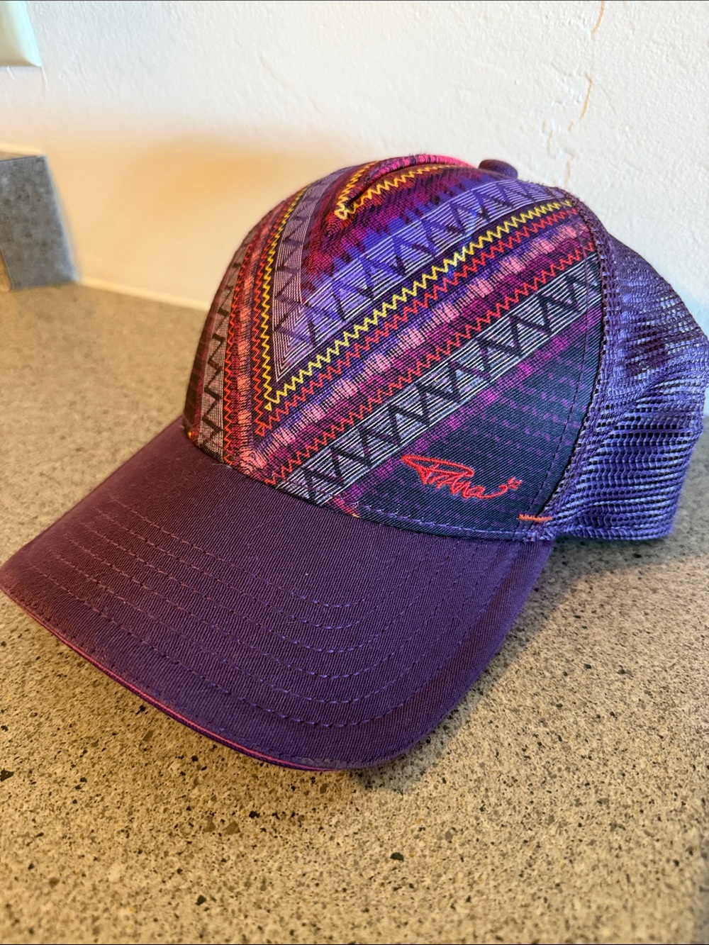 Prana Women’s La Viva Purple Patterned Trucker Hat - Geometric Design